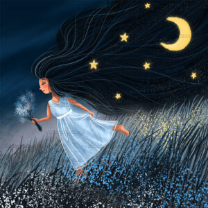 Girl in the night field