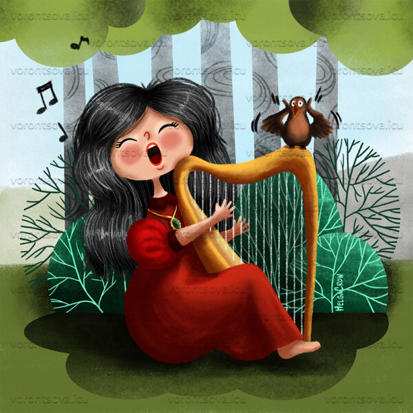 Girl with harp