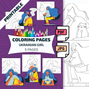 coloring pages ukrainian girl printable digital