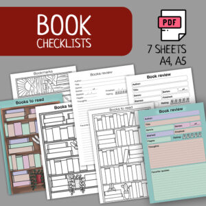 tracker checklist for books printable digital A4 A5